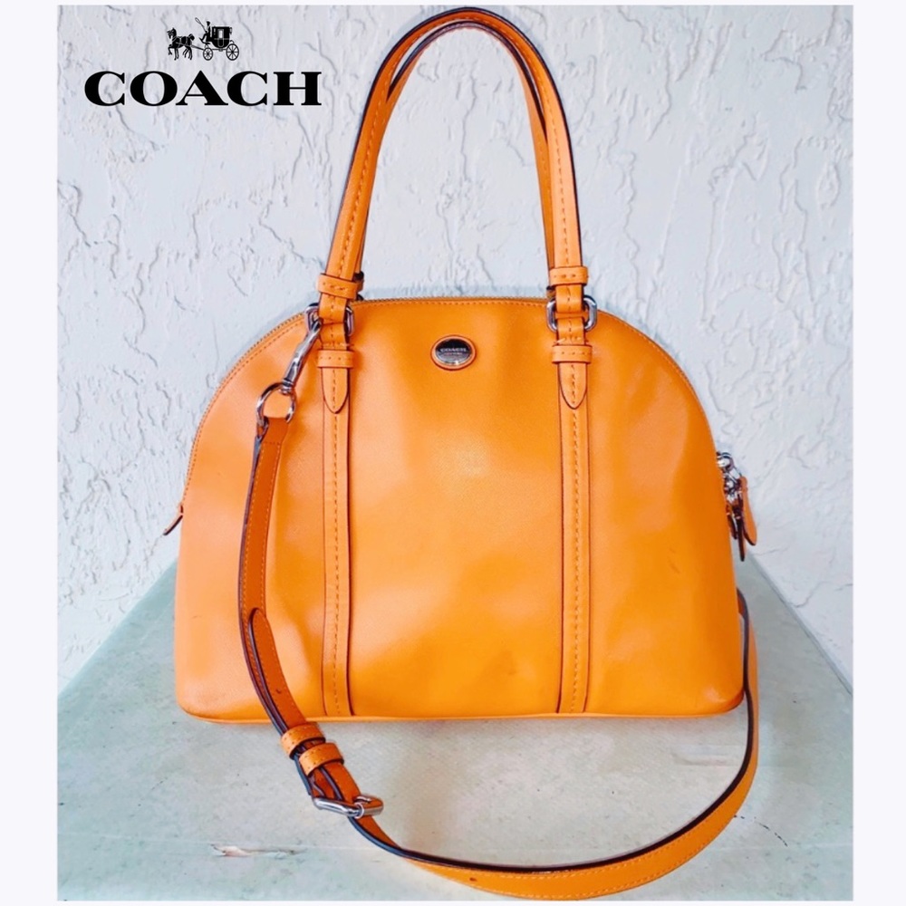 COACH Peyton Orange Leather Satchel Bag